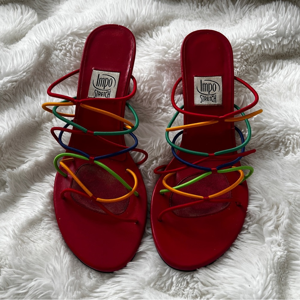 Impo Stretch Vintage Red Multicolor Strappy Sandal 8 1/2